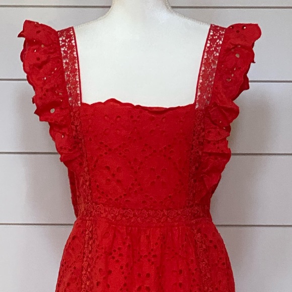 NWT Betsey Johnson Red Lace Mini Dress Size 10 - Picture 4 of 8